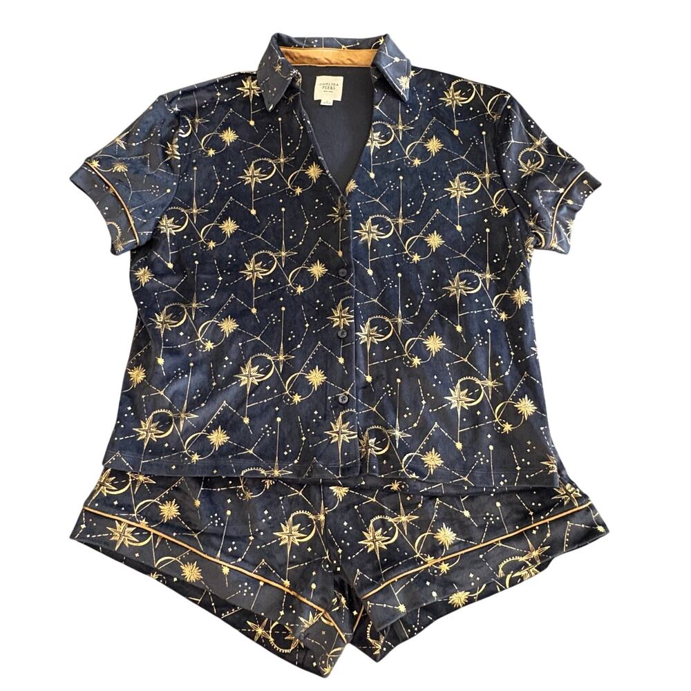 Chelsea Peers Velour Celestial Short Pajama Set Women’s Size Medium 12 Whimsical